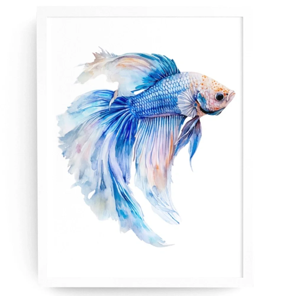 Watercolor Betta Fish Wall Art Illustration Print Poster Unframed - Picture 1 of 5